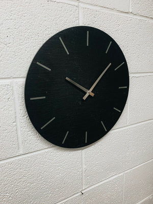 Black Slate & Silver Simplistic Wall Clock