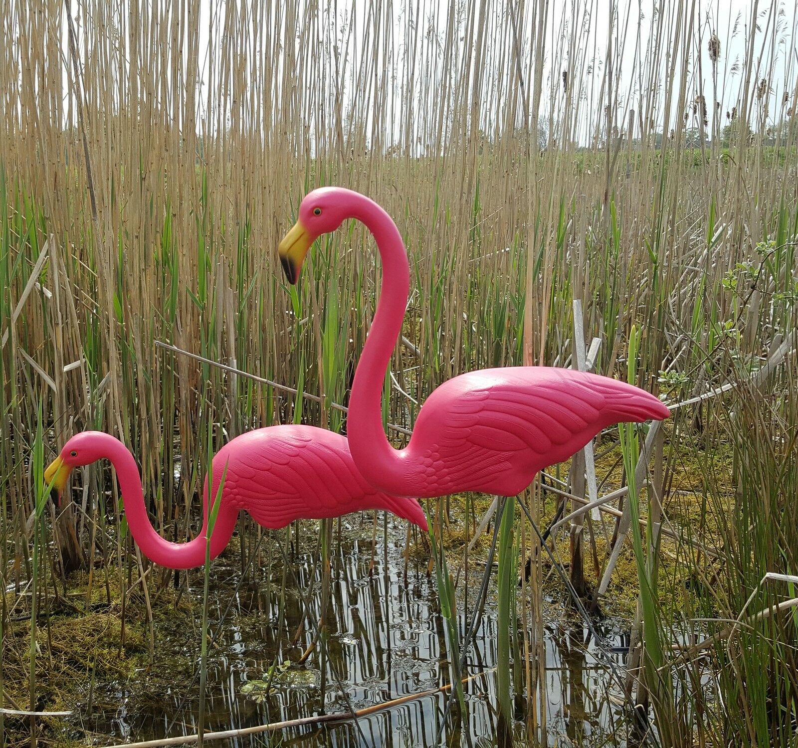 Pair Of Pink Lawn Flamingo's - 77cm