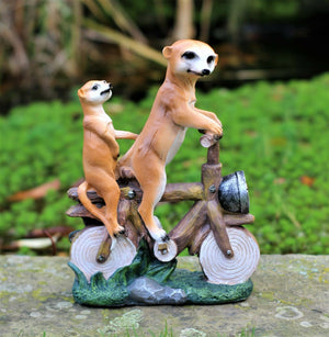 Solar Meerkats on a Motor Bike Garden Ornament