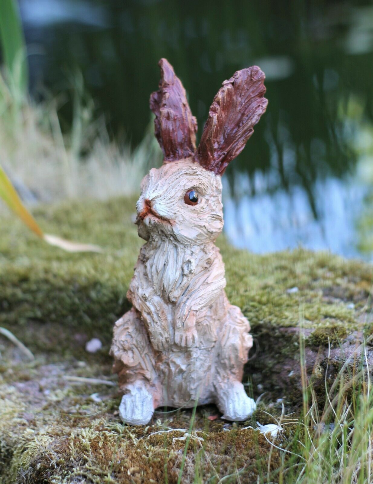 Wood Effect Wild Hare Garden Ornament 38cm and 20cm