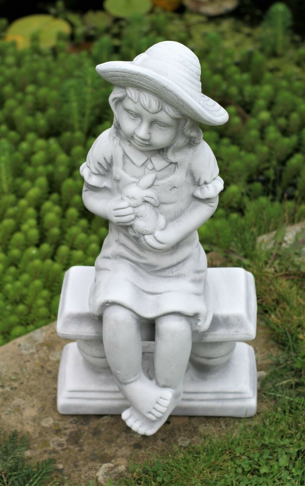 Grey Boy or Girl Cherub Garden Ornament Figures