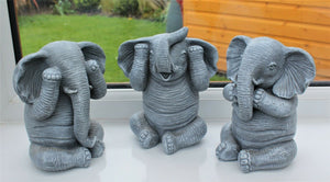 3 Wise Elephant Ornaments - See no Evil, Speak no Evil, Hear no Evil