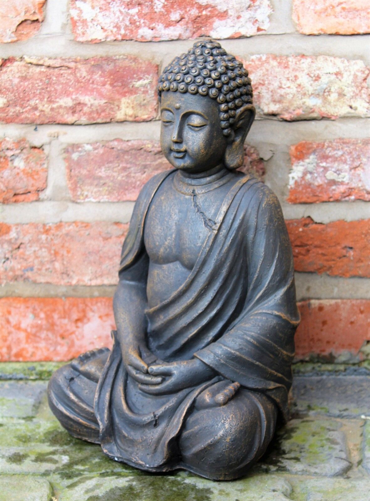 Antique Stone Effect Sitting Buddha