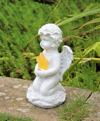 Solar Powered Angel Cherub Star - Stone Effect