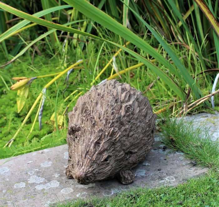 Wood Effect Wild Hedgehog Sculpture