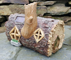 Solar Powered Log Mystical Fairy House - Colour Changing