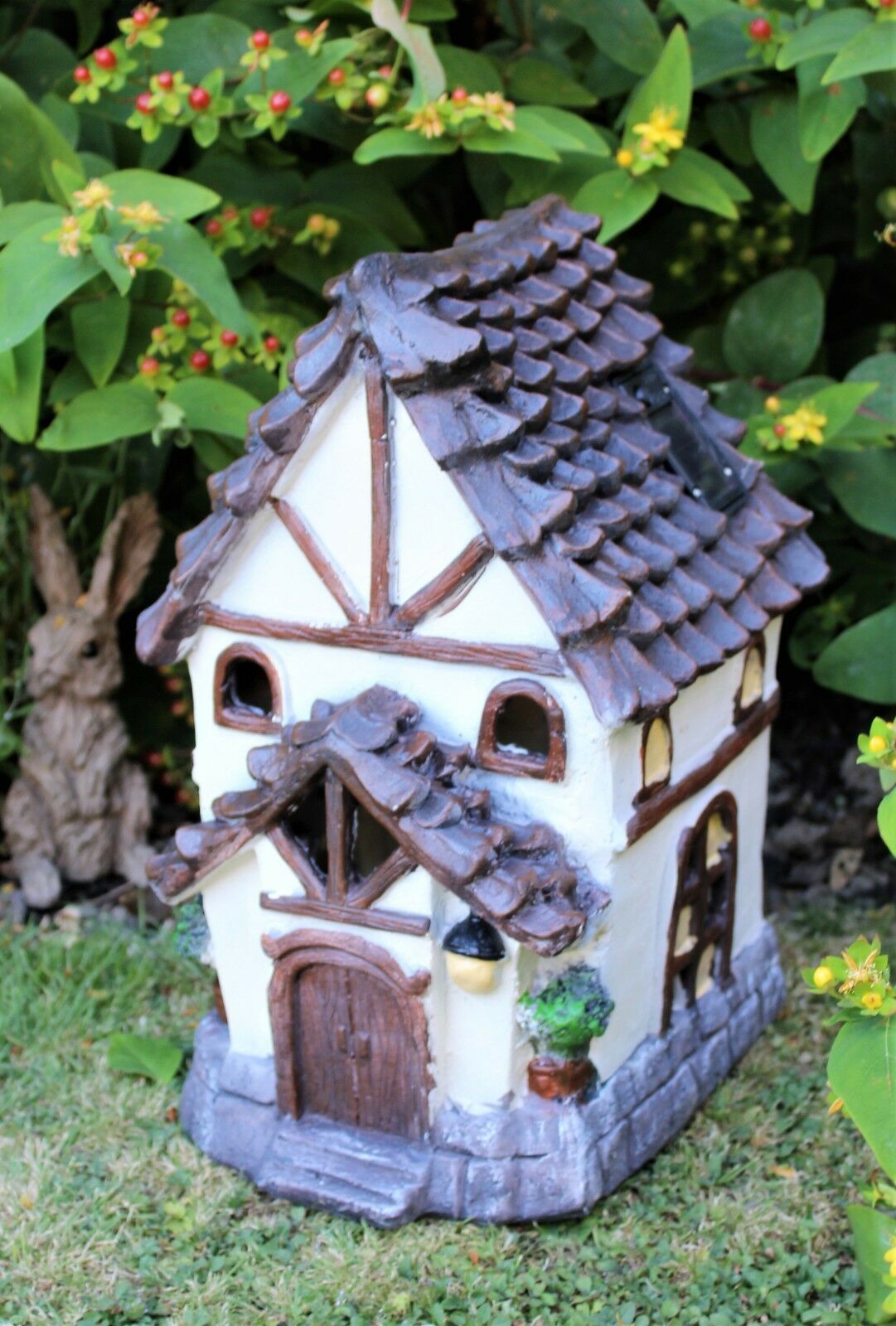 Large Solar Powered Fairy House - Tudor Style