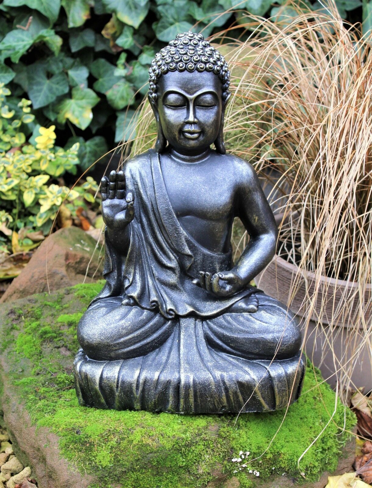 Large Bronze Effect Sitting Buddha