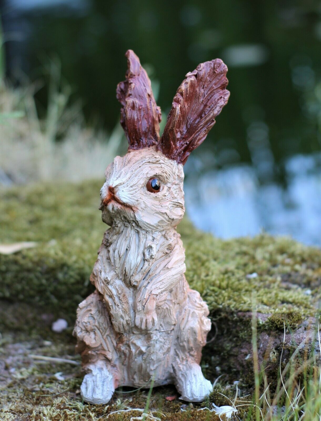 Wood Effect Wild Hare Garden Ornament 38cm and 20cm