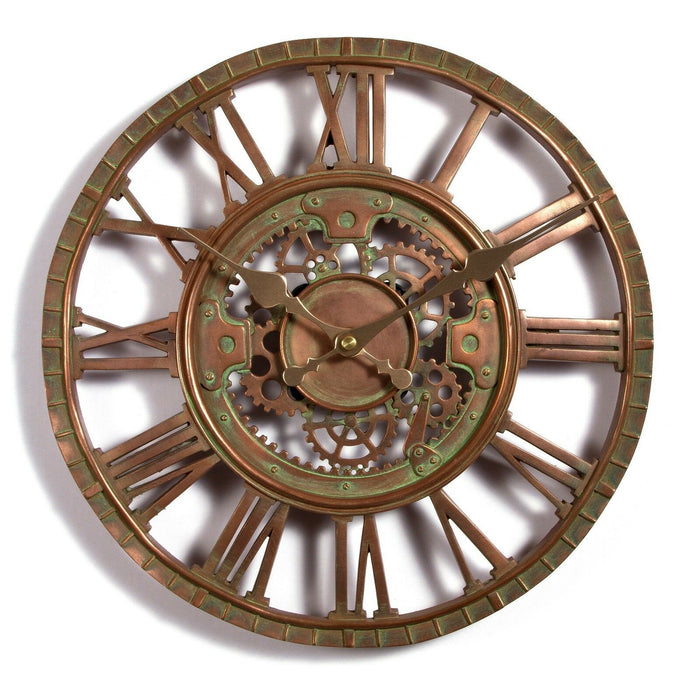 Copper Plate Effect Garden Wall Station Clock