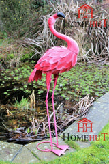 Metal Pink Garden Flamingo Ornament - Free standing 100CM