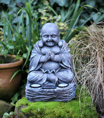 Sitting Stone Effect Solar Buddha 36cm