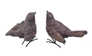 A Pair of Stone Effect Wren Bird Ornaments