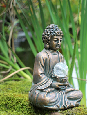 Brass Effect Solar Buddha