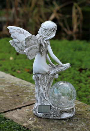 Solar Grey Sitting Fairy Garden Ornament