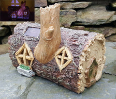 Solar Powered Log Mystical Fairy House - Colour Changing