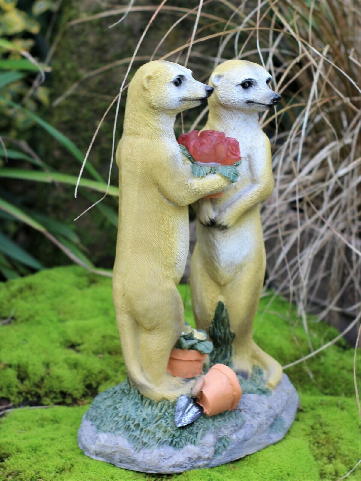 Valentine Solar Meerkat Couple Garden Ornament