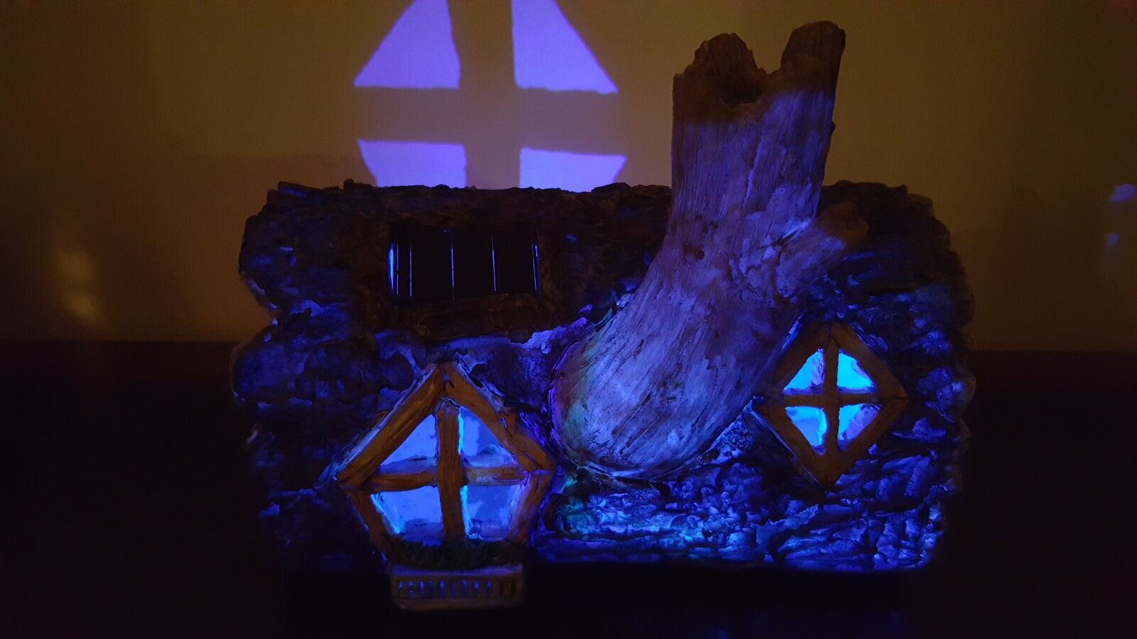 Solar Powered Log Mystical Fairy House - Colour Changing