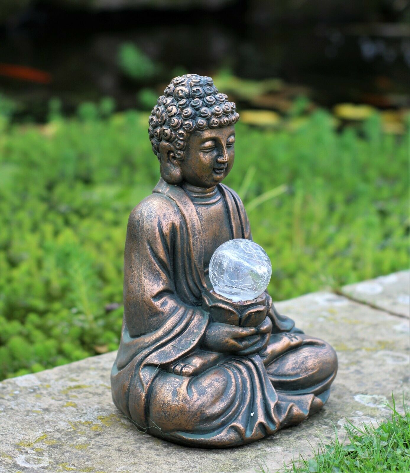 Brass Effect Solar Buddha