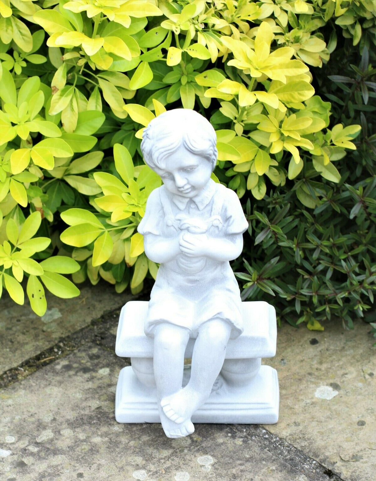 Grey Boy or Girl Cherub Garden Ornament Figures