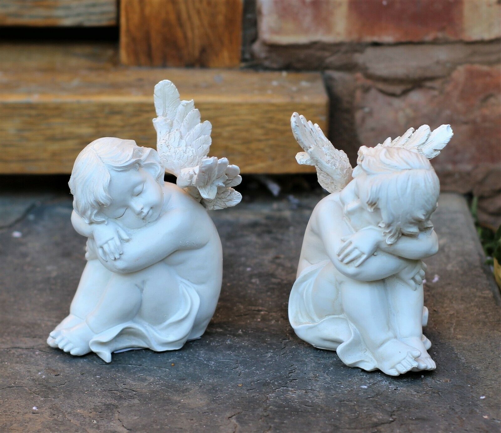 Pair of Sleeping Cherubs Garden Ornament