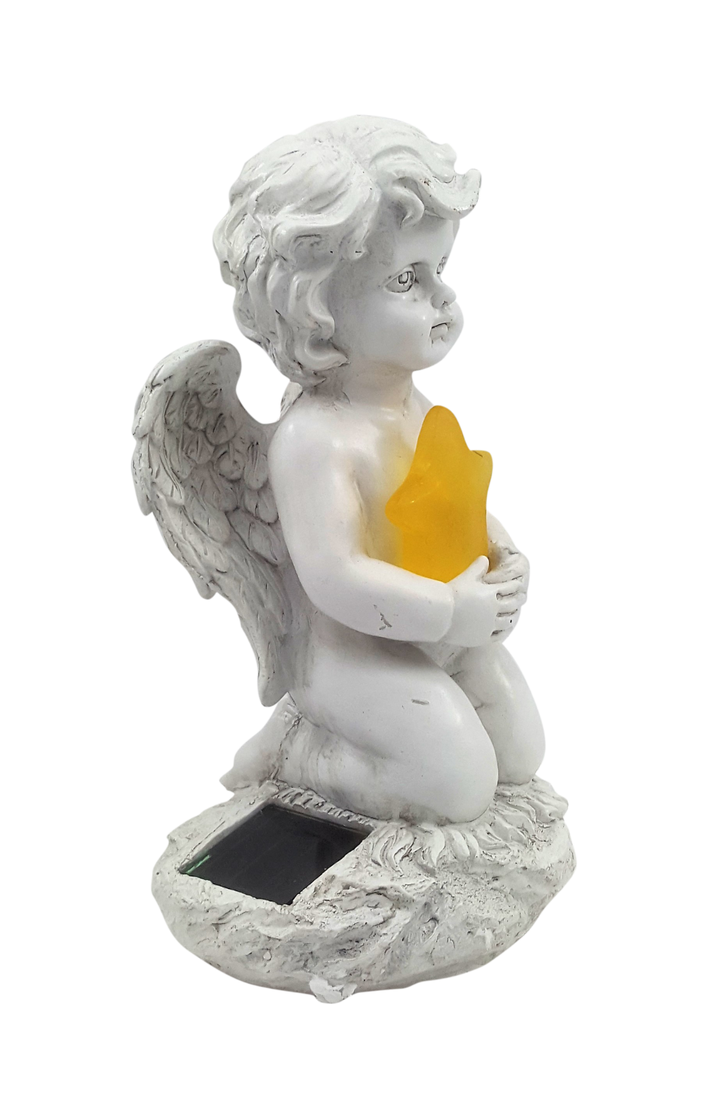 Solar Powered Angel Cherub Star - Stone Effect