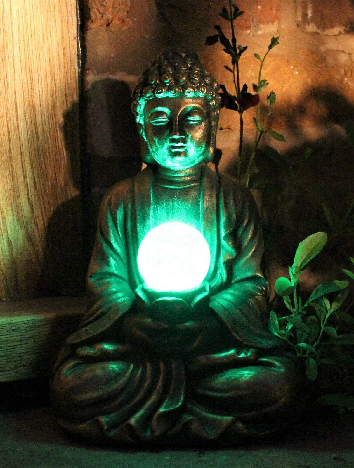 Brass Effect Solar Buddha