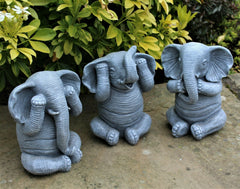 3 Wise Elephant Ornaments - See no Evil, Speak no Evil, Hear no Evil