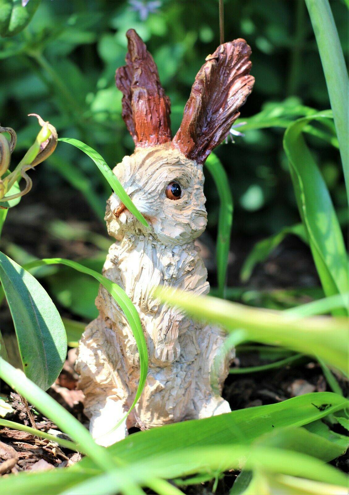 Wood Effect Wild Hare Garden Ornament 38cm and 20cm