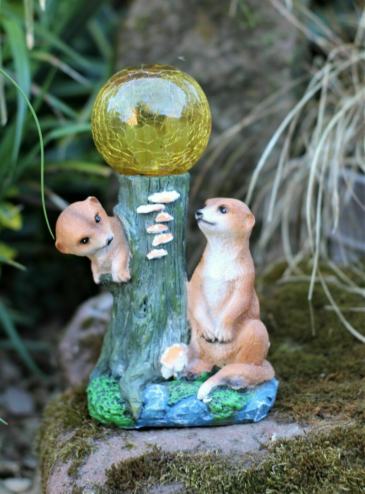 Solar Meerkat Garden Ornament with light up Flower