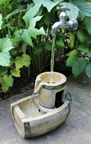 LED Barrel Water Fountain Garden Ornament