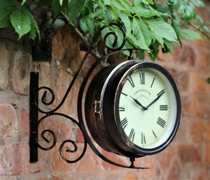 Outdoor Garden Clock & Thermometer with Bracket