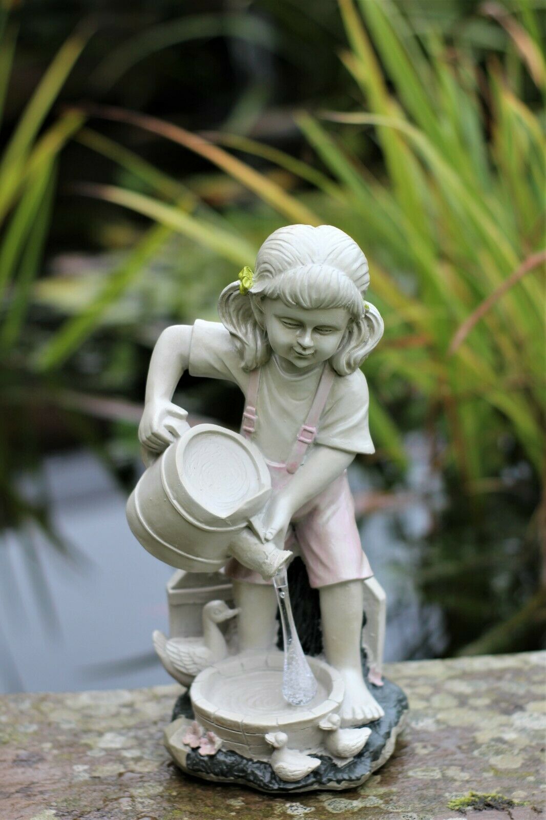 Solar Girl with Watering Can Garden Ornament