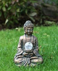 Brass Effect Solar Buddha