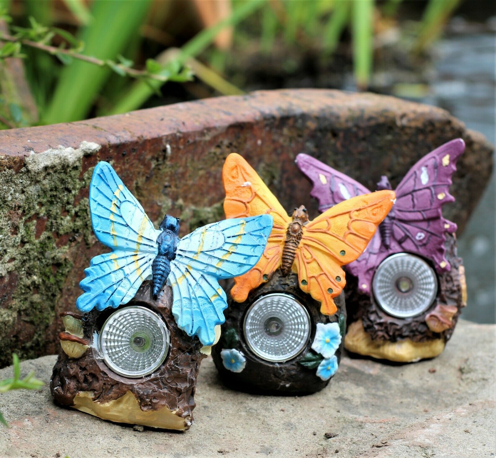 3 Solar Butterfly Spotlights