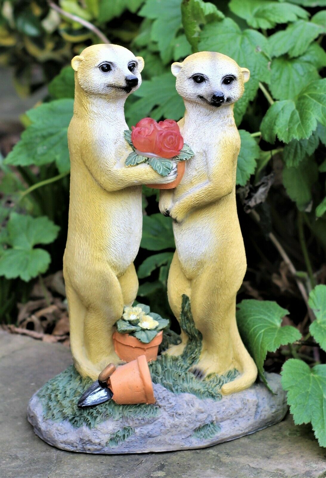 Valentine Solar Meerkat Couple Garden Ornament