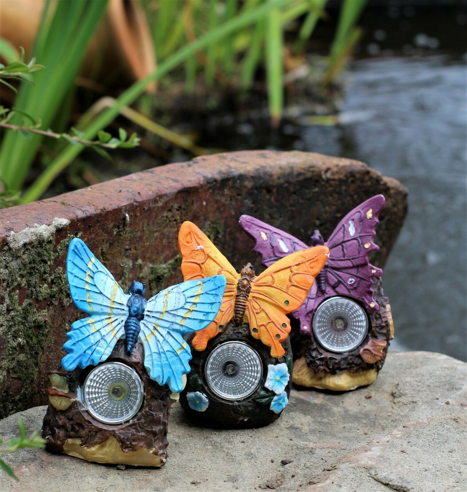 3 Solar Butterfly Spotlights