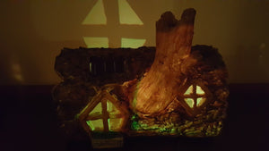 Solar Powered Log Mystical Fairy House - Colour Changing