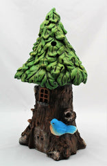 Large Solar Powered Fairy House Tree - Green Leaf Roof