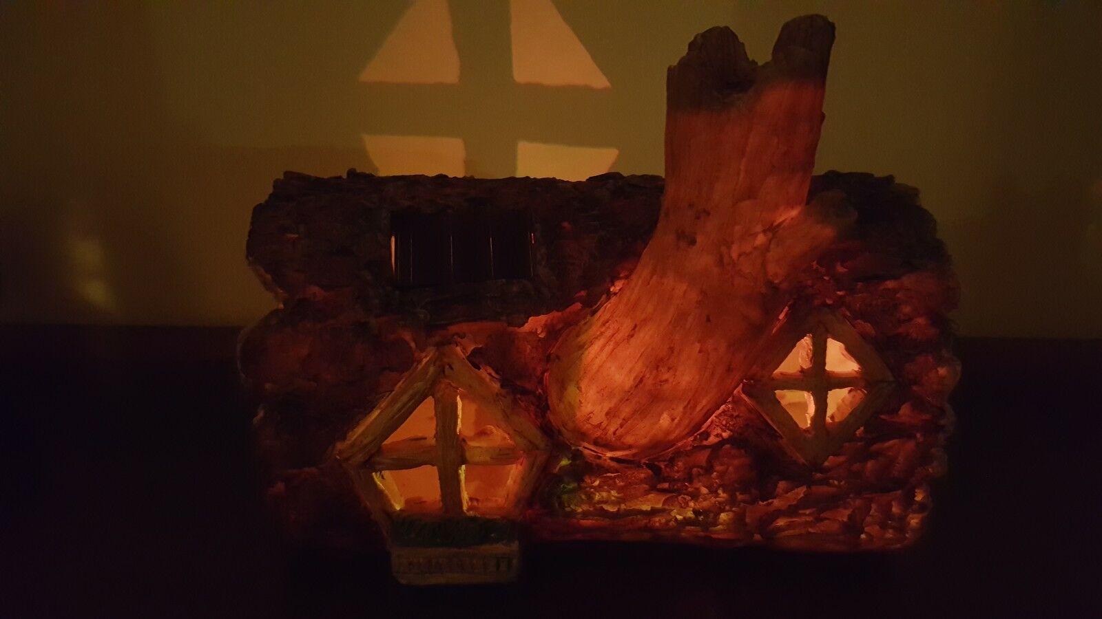 Solar Powered Log Mystical Fairy House - Colour Changing