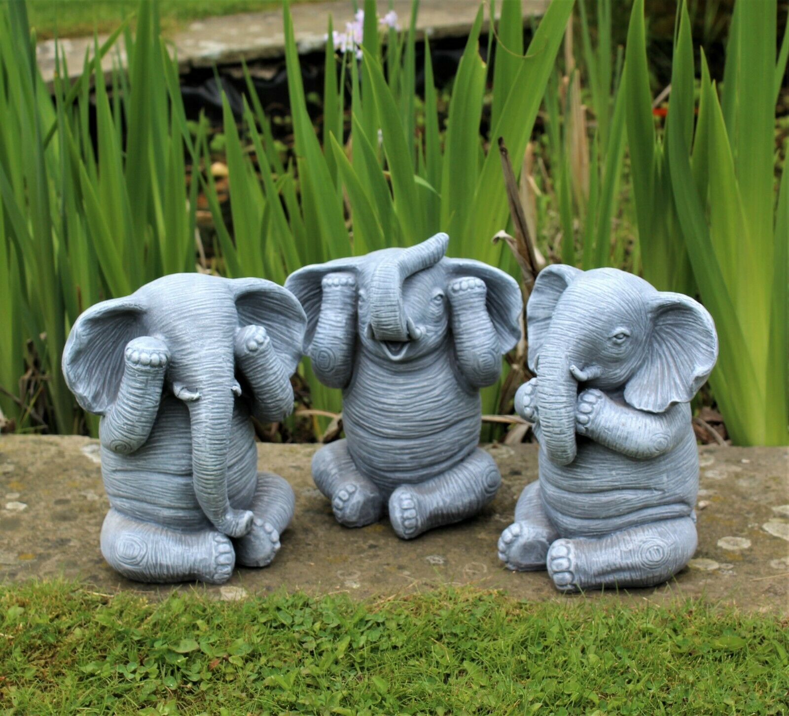 3 Wise Elephant Ornaments - See no Evil, Speak no Evil, Hear no Evil