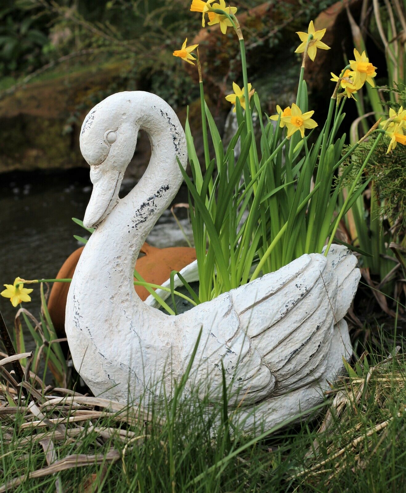 Pot Plant Planter in the Design of a Swan - 45cm