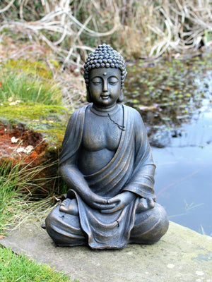 Antique Stone Effect Large Sitting Buddha