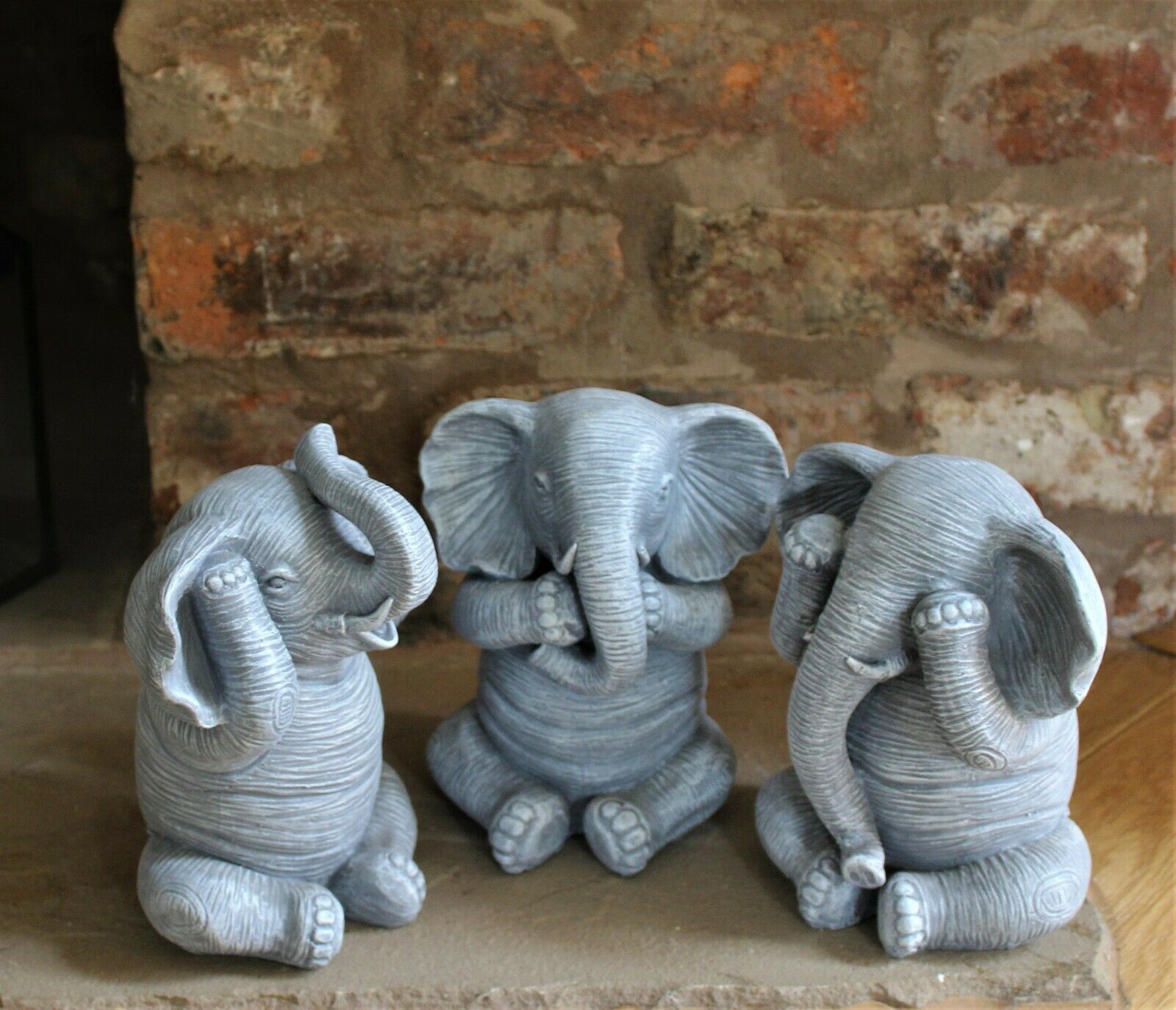 3 Wise Elephant Ornaments - See no Evil, Speak no Evil, Hear no Evil