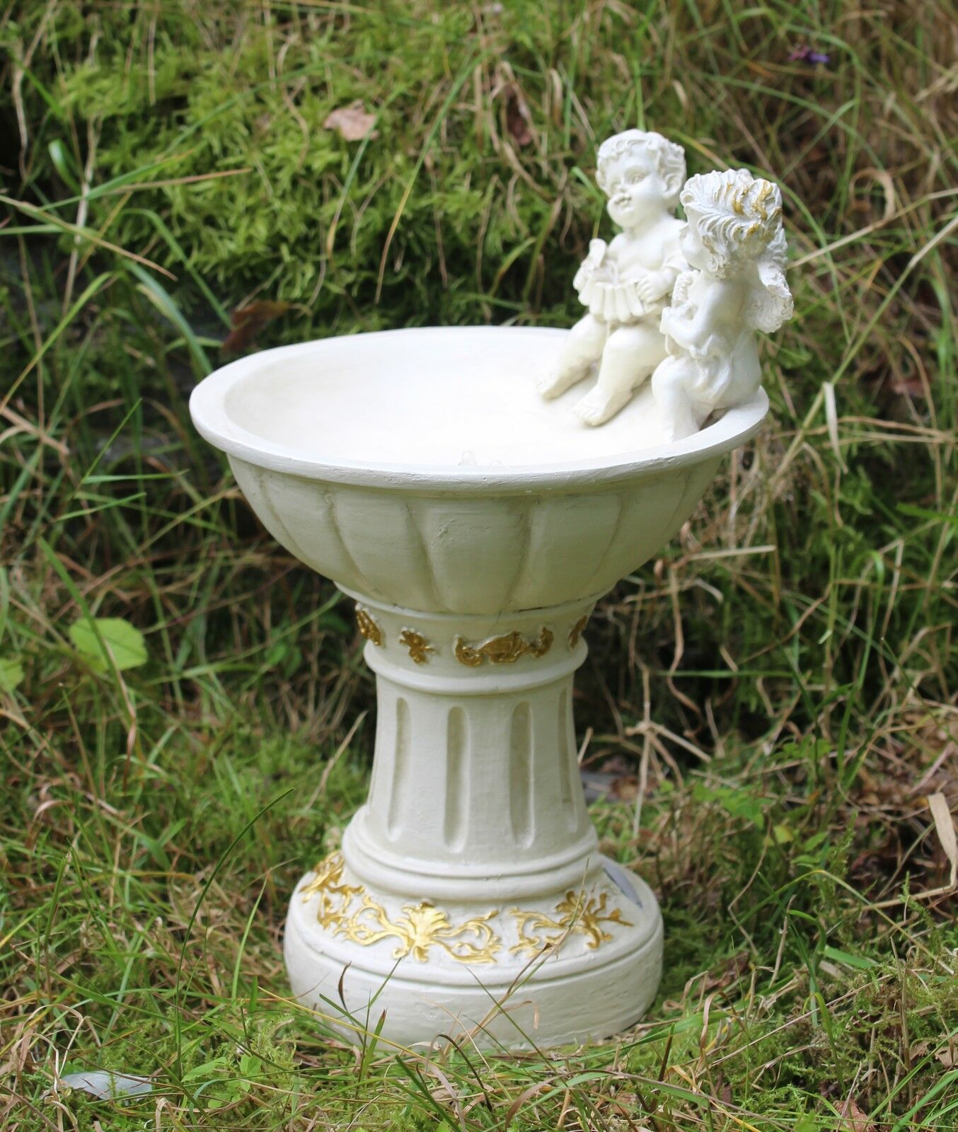 Solar Powered Cherub Bird Bath