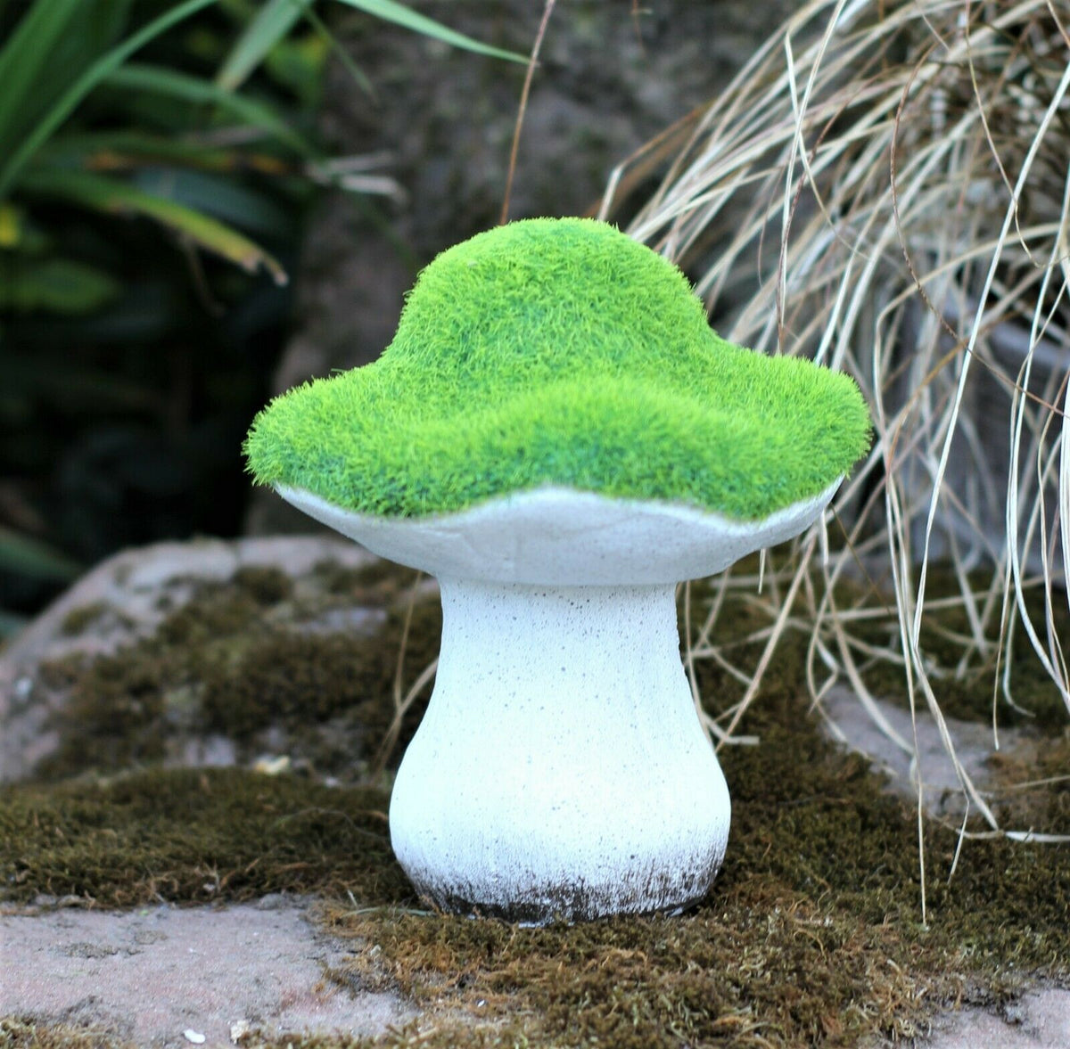 Green Grass Effect Toadstool Garden Ornament