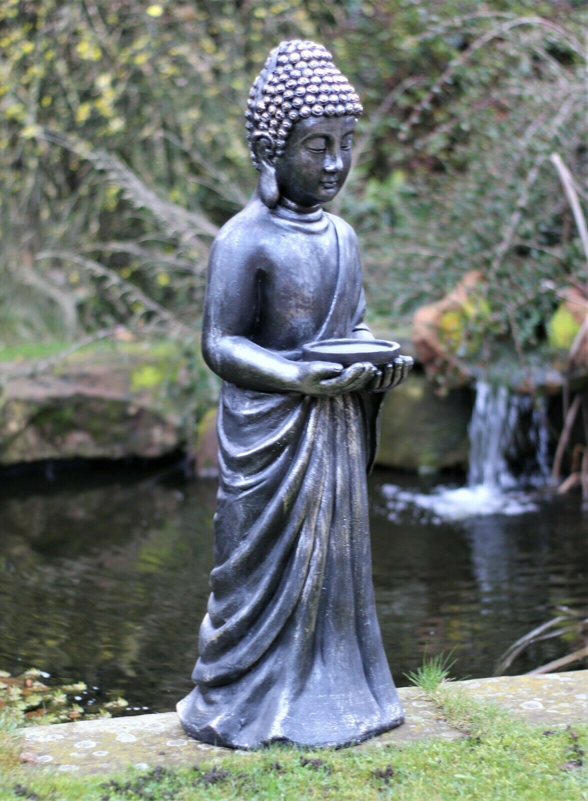 Rustic Dark Bronze Standing Buddha