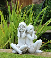 Hear No Evil Speak No Evil Pixie Garden Ornament