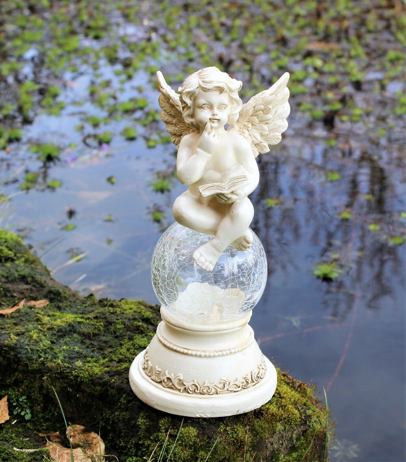 Solar Powered  Sitting Cherub Ornament