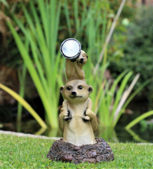 Solar Meerkat Family Garden Ornament